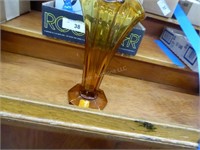2 Fenton glass 10" vases - amber color