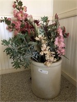 Vintage 6 Gal Stoneware Crock with Flowers