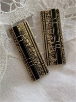Sterling Silver & Inlaid Black Onyx Earrings