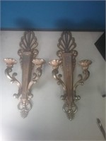 Pair of syroco wood gold twin candle wall s