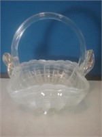 Hand blown glass square basket 8 in tall. I am