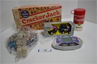 Vtg Cracker Jack Game, GI Joe Doll, Campbells