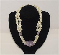 14KT GF Clasp, Mother-of-Pearl & Rough Amethyst