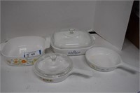 Four Pieces Corning Ware
