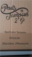 24 boxes regular absorbency tampons 30/ box
