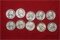 (10) Silver Quarters 1937 to 1964-D Mix