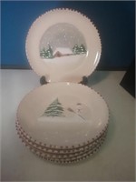Set of 6 made in Italy Christmas scene plates