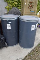 Two Plastic Food Grade Barrels w/Lids