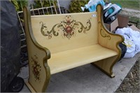 Hand Painted Sleigh Bench Signed by Artist