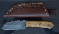 Hand Forged Damascus Steel Blade Knife w/ Sheath
