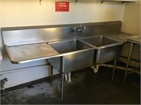 2 Bay Stainless Sink w/ Drainboards