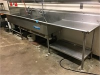14ft 3 Hole Stainless Sink w/ Drainboards