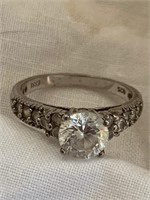 Sterling Silver Engagement Style Ring Sz 9.5