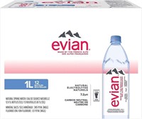 evian natural spring water, 1 L Bottles, 12 Pack