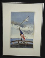 CARITA GOULD UNITED STATES FLAG WATERCOLOR