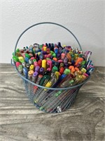 Large Basket of Assorted Gel Pens and More for