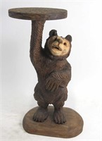 CARVED WOODEN BEAR END TABLE
