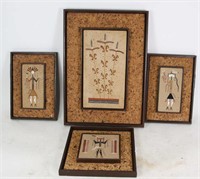 SET OF FOUR NATIVE AMERICAN SAND PAINTINGS