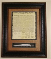 FRAMED DECLARATION OF INDEPENDENCE WITH QUILL