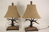 PAIR OF STAG HORNS TABLE LAMPS