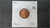 1951 Proof Lincoln Head Wheat Cent we5015