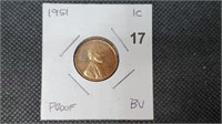 1951 Proof Lincoln Head Wheat Cent we5017