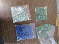 BOX OF 4 BAGS COLOURED GLASS STONES