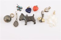9 Misc. Pendants/Charms. Sterling.