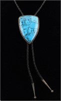 Native American Large Turquoise Sterling Bolo Tie