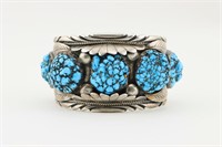 Navajo Sterling & Turquoise Wide Cuff Bracelet