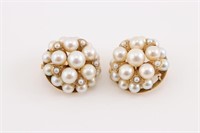 14K Gold & Pearl Clip On Earrings