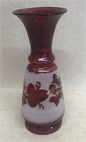 Hand-blown Ruby Bird Vase