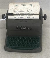 RC Allen typewriter company miniature size