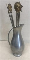 Holland pewter pitcher with swizzle sticks
