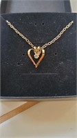 Goldtone Necklace, Heart Design