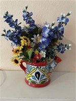 Decorative Ceramic Vase with Silk Flowers