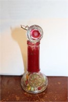 VINTAGE GLASS CANDY DISPENSER WITH CANDY
