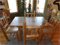 cedar log table and chairs