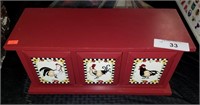 3 Drawer Wooden Rooster Trinket Box