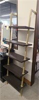 5 Shelf Leaning Wood and Metal Wall Unit