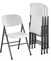 (4) Mainstays White Vinyl Folding Chairs