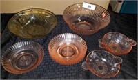 Assorted Pink Depression Glass