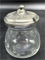 Silver Lidded Glass Condiment Jar 4.5” (appears