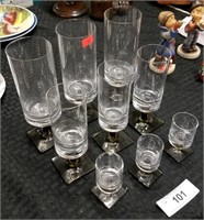 6 Cocktail Glasses + 3 Shot Glasses
