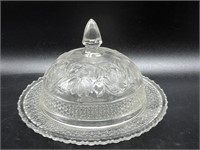 Round Glass Butter Dish 7.5” (small chips around