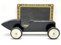 Vintage Wood Toy Car and Chalkboard 12.5” x 8.5”