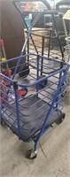 Blue Folding Fold-Up Hideaway Grocery Cart