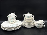 Turquoise and Brown Wheat and Floral Dish Set