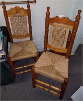 Pair Of Rush Bottom Chairs