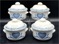 (4) Small Lidded Bowls 5” Wide